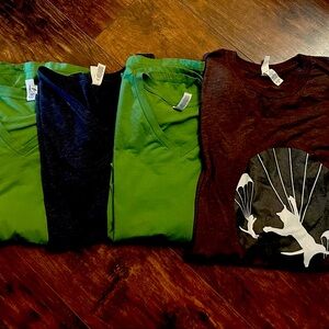 Bella Canvas green x2, grey, brown graphic Short Sleeve Tee VGU